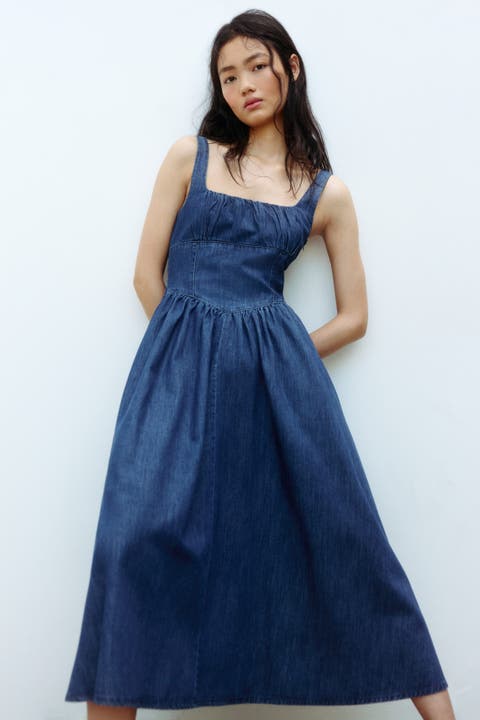 Denim midi dress