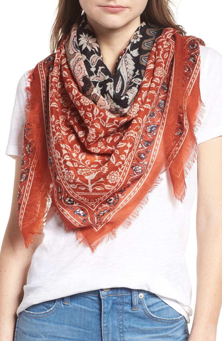 Madewell Greta Paisley Square Scarf, Main, color, 