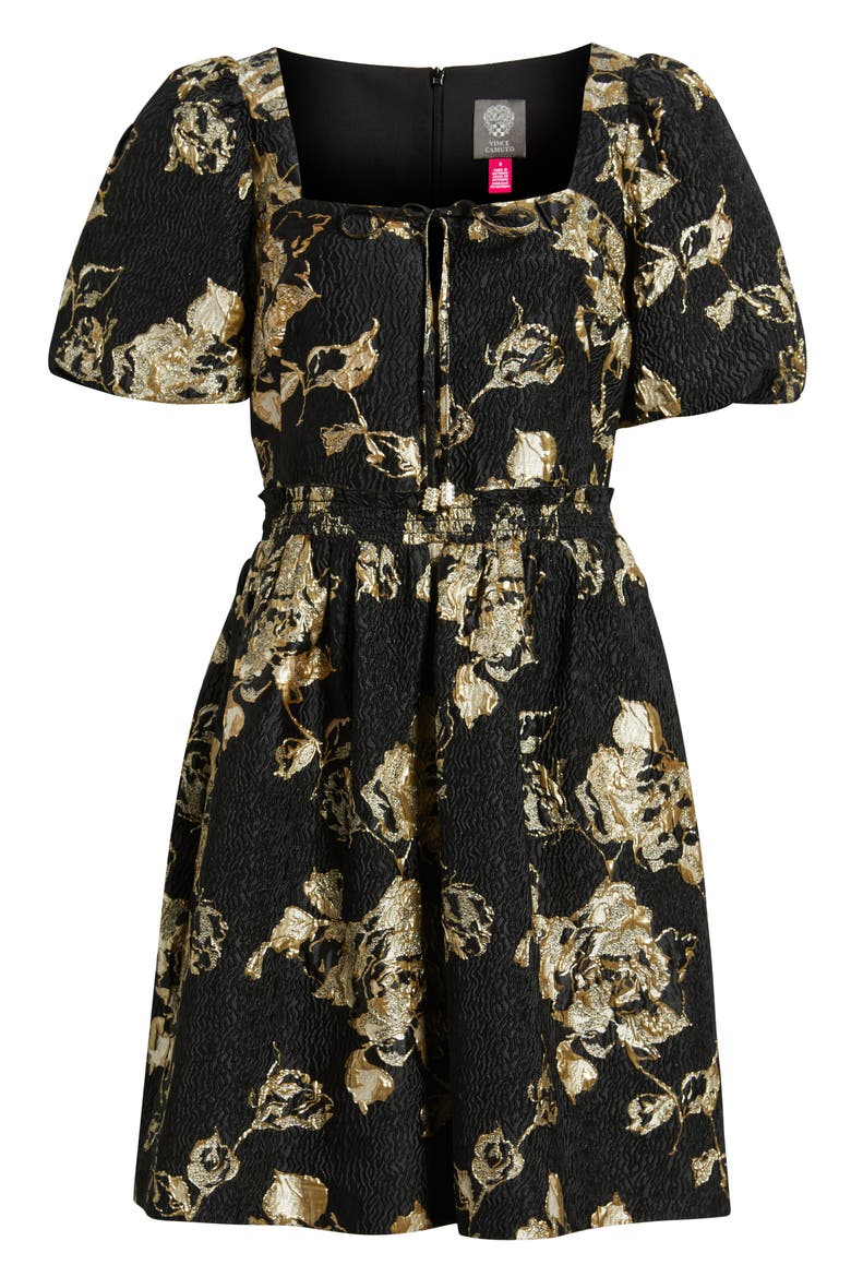 combo floral jacquard dress in black gold Adrianna Papell- Combo Floral Jacquard Dress In Black Gold