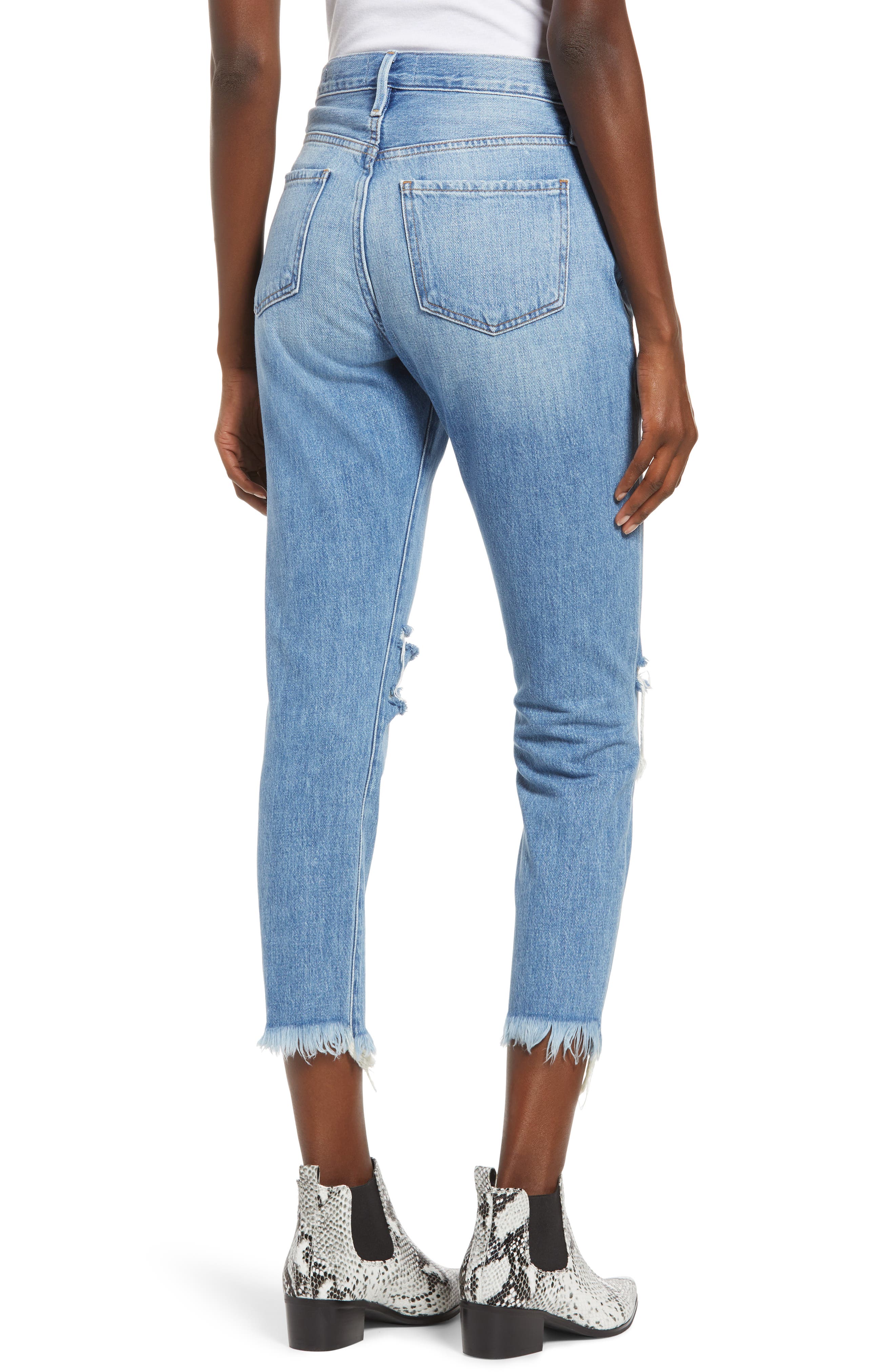 FRAME Le Beau Ripped Crop Boyfriend Jeans (Women) | Nordstromrack