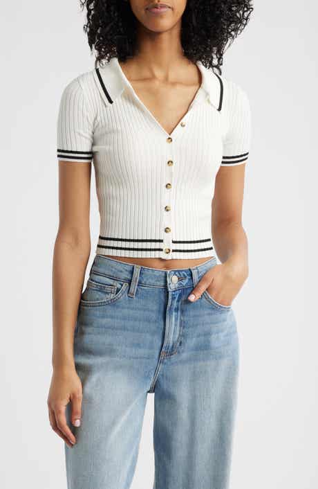 BDG Urban Outfitters Tipped Short Sleeve Rib Polo Sweater