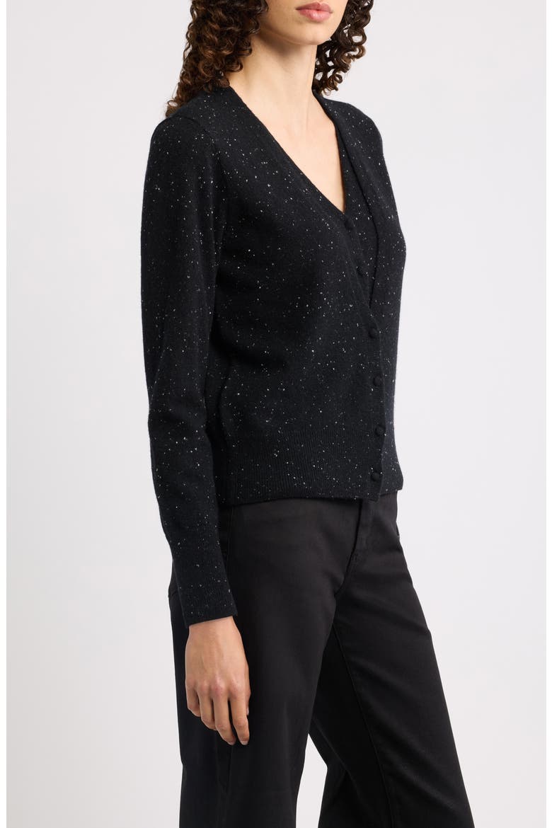 Heather V-Neck Cashmere Sweater, Alternate, color, HEATHER BLACK