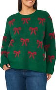 CeCe Bow Pattern Crewneck Sweater