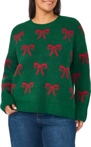 CeCe Bow Pattern Crewneck Sweater