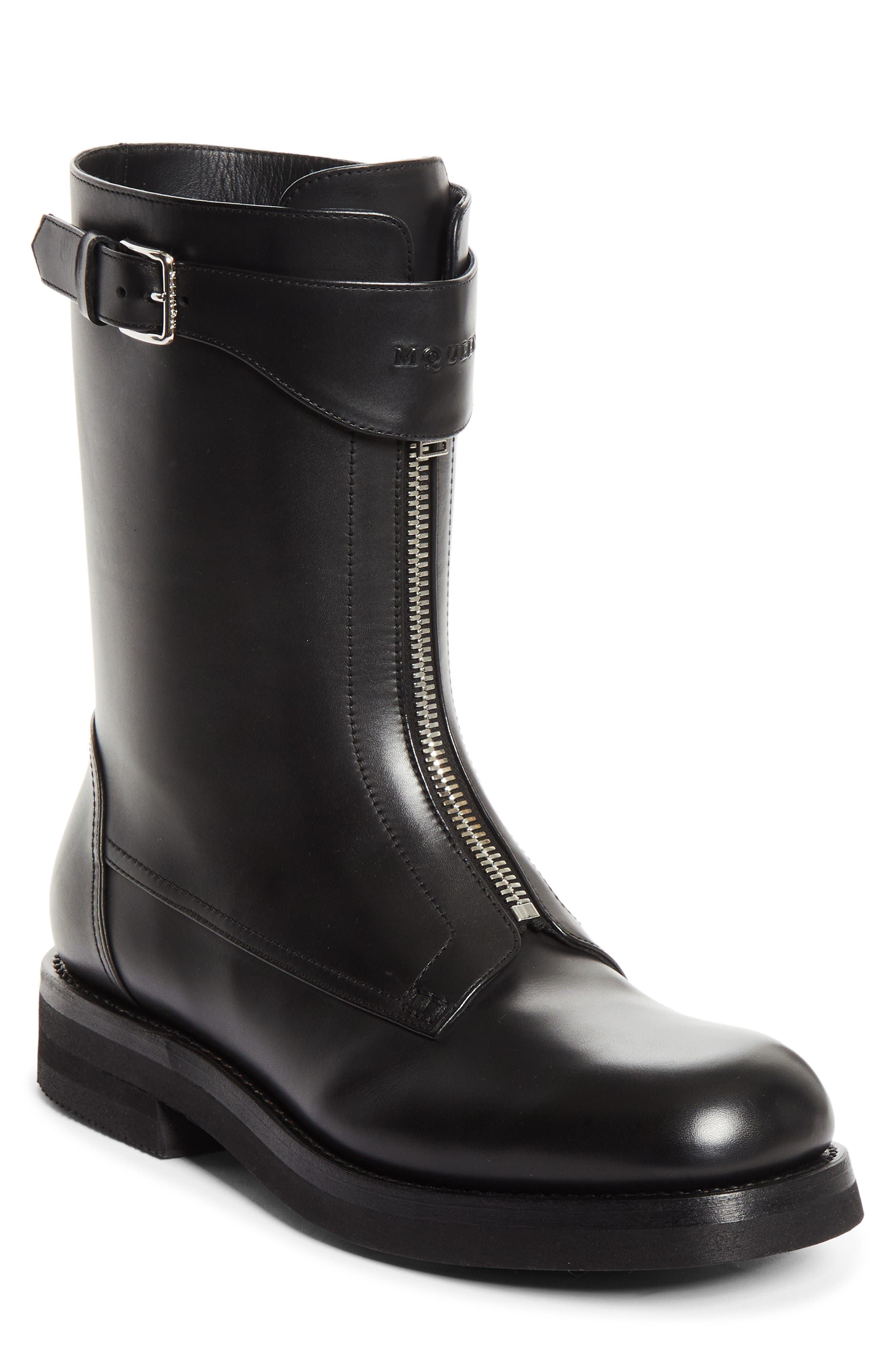 McQueen Biker Boot, Main, color, Black