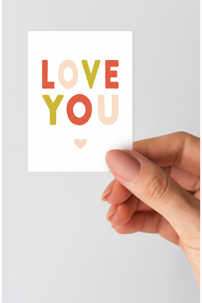 LOVE YOU Mini Valentines Set of 8, Alternate, color, Coral, Gold, Blush Pink, White