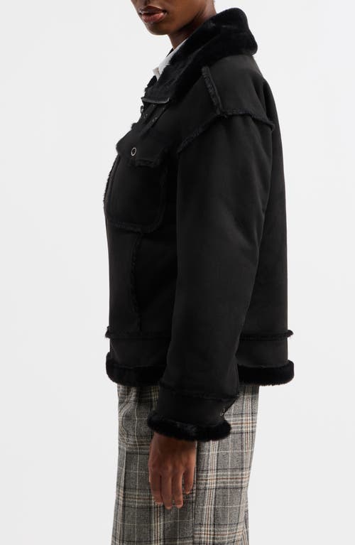 Nvlt Faux Fur Trim Faux Suede Biker Jacket In Multi