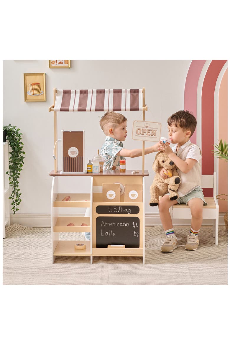 Espresso Treats Wooden Coffee Stand Playset, Alternate, color, BROWN