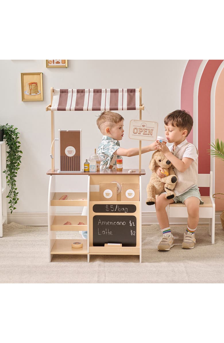 Teamson Kids Espresso Treats Wooden Coffee Stand Playset, Alternate, color, Brown