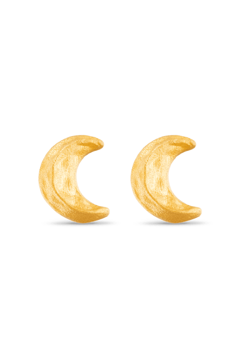 Crescent Moon Stud Earrings, Main, color, Gold 9k