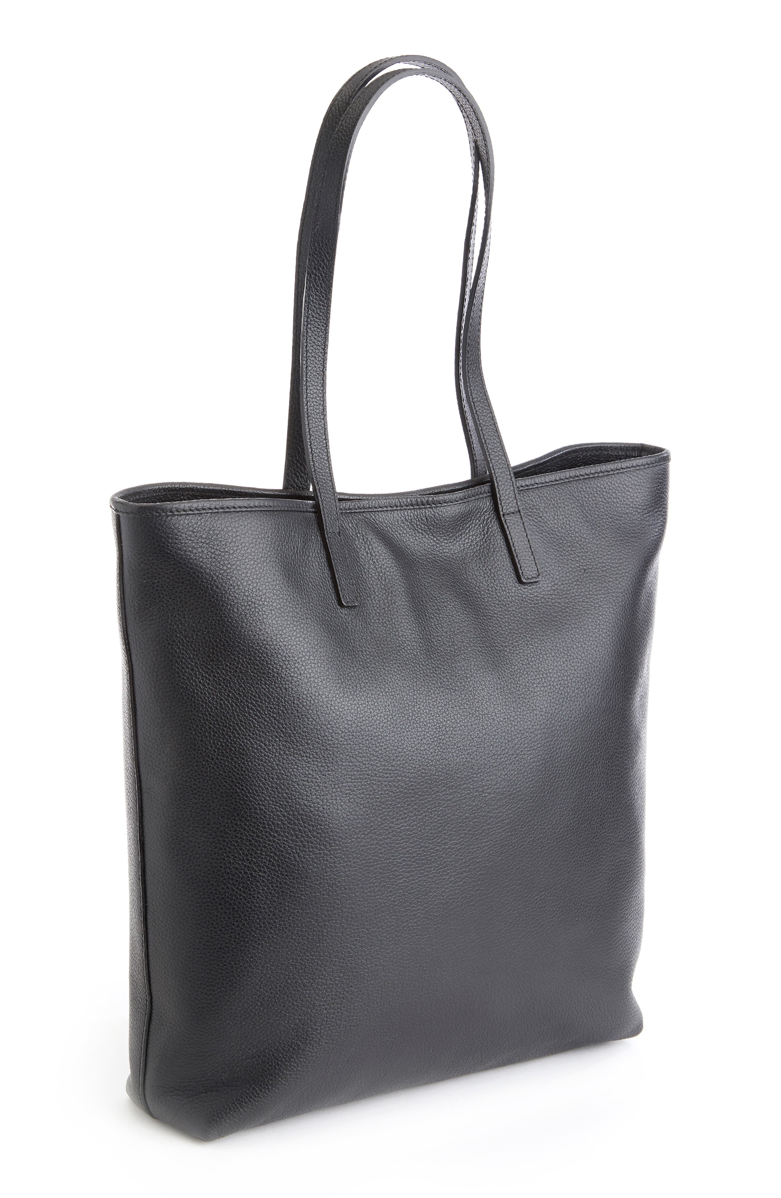 ROYCE New York Tall Leather Tote with Wristlet, Alternate, color, Black