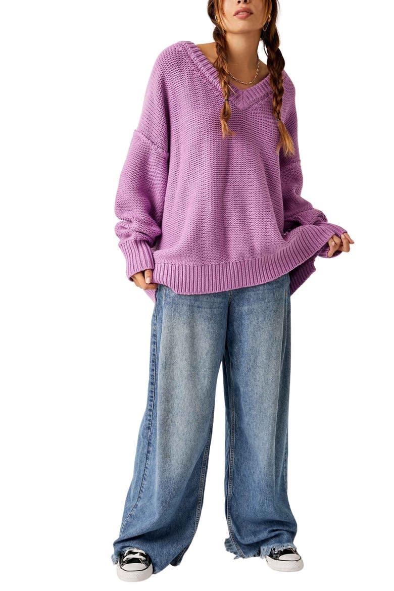 Alli V-Neck Sweater, Alternate, color, IRIS ORCHID