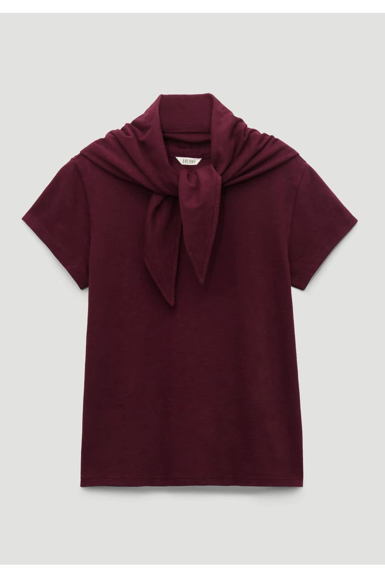 Minna Slim Fit Scarf Detail Slub T-Shirt, Alternate, color, Dark Wine Red