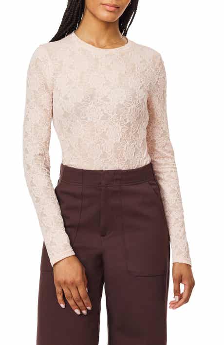 Floral Lace Long Sleeve Knit Top
