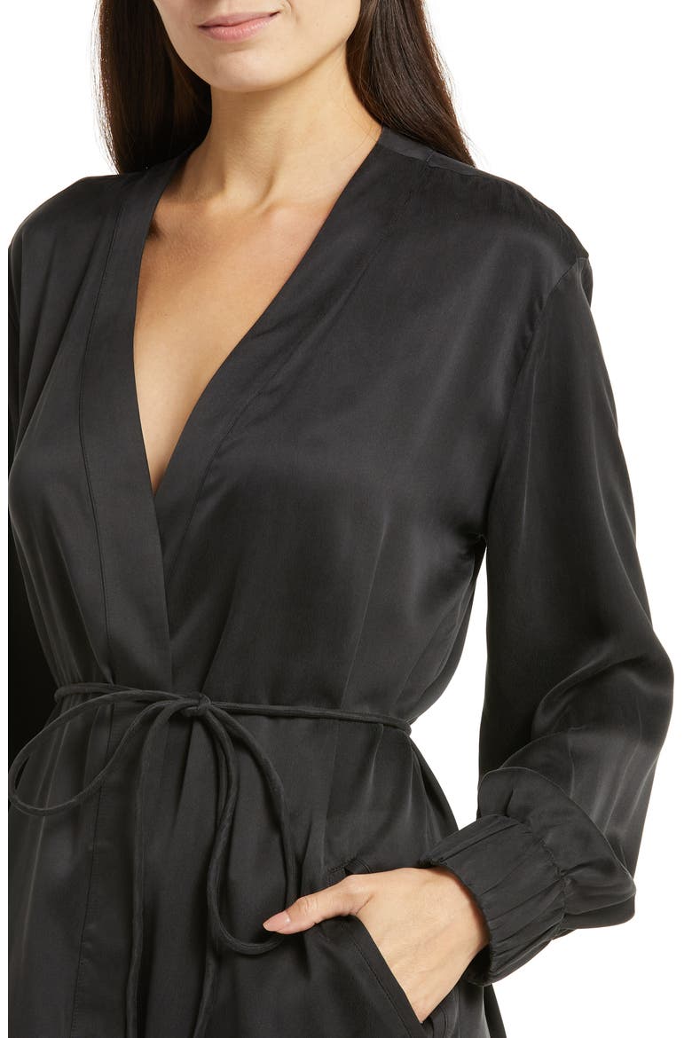 Washable Silk Long Robe, Alternate, color, IMMERSED BLACK