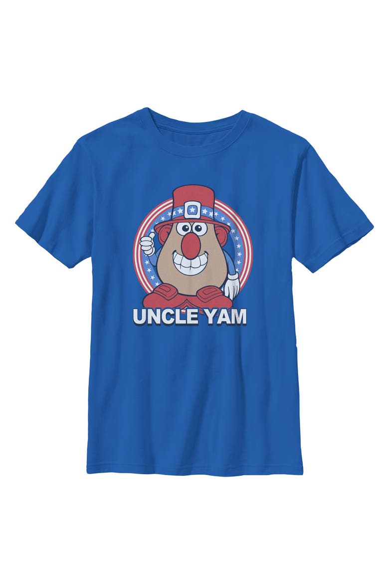 Boys' Uncle Yam Badge Graphic Short Sleeve T-Shirt, Main, color, Royal Blue