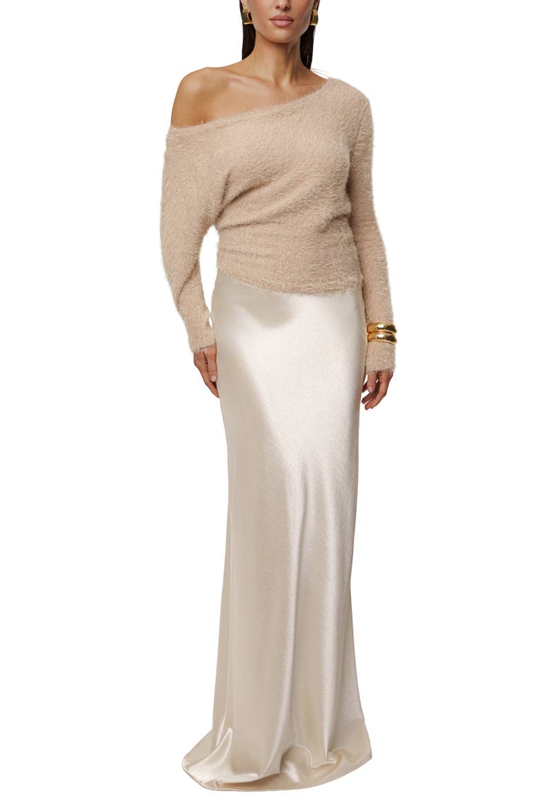 Tradition Satin Maxi Skirt, Alternate, color, Champagne