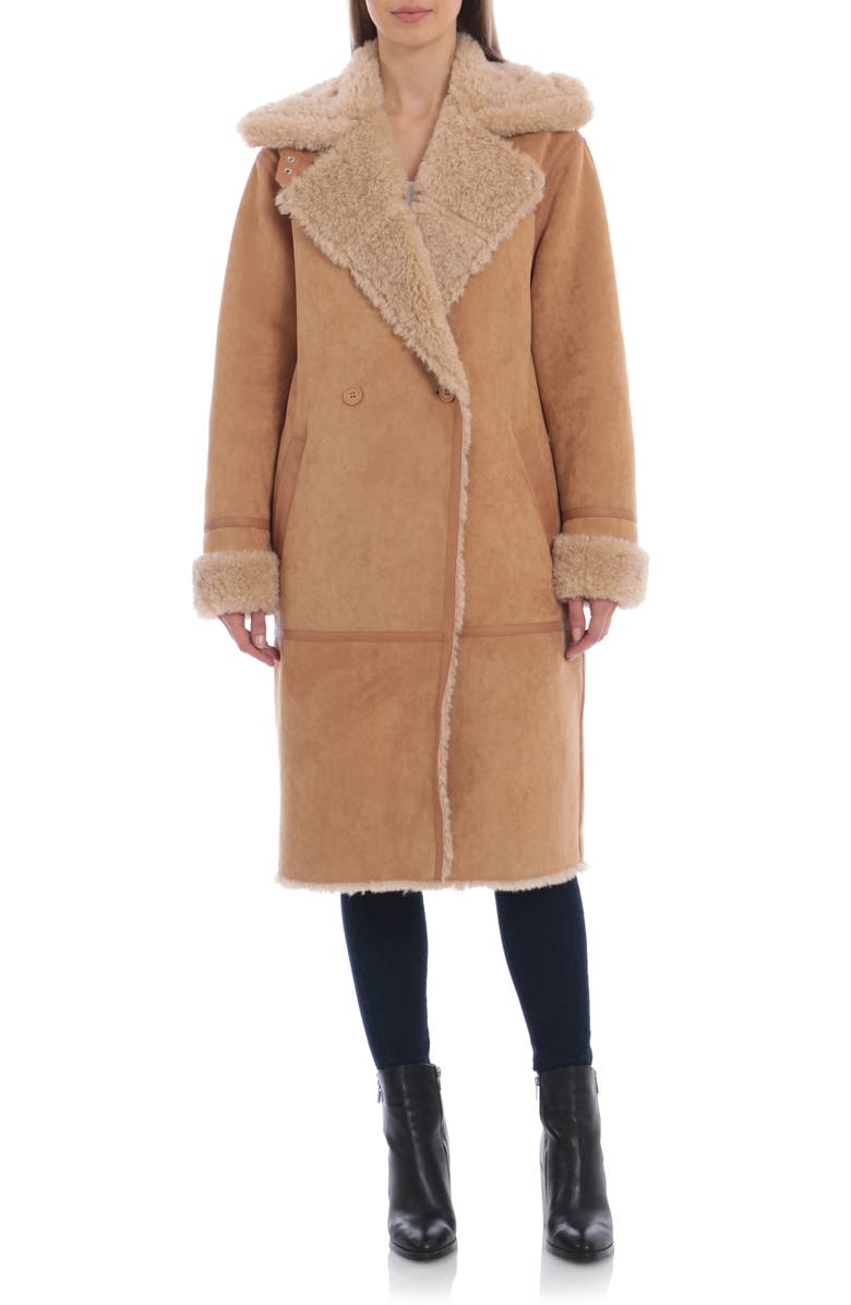 Avec Les Filles Faux Shearling Double Breasted Coat, Alternate, color,