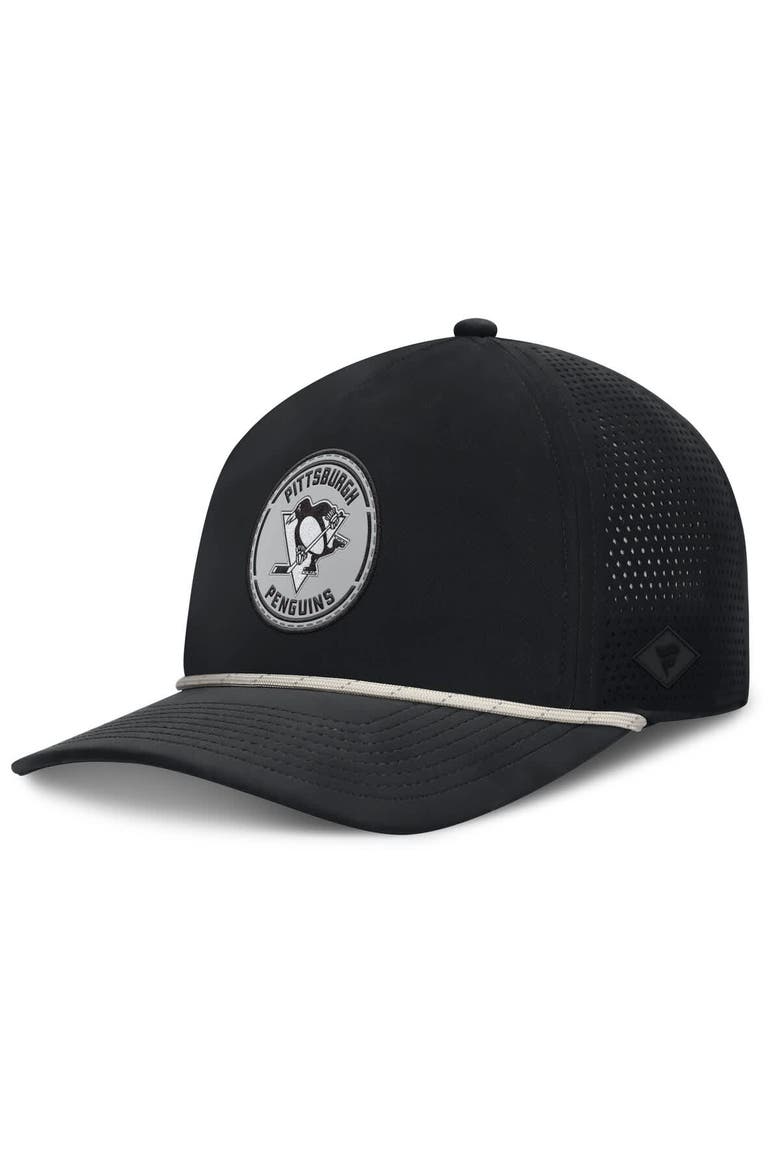 Men's Fanatics Black Pittsburgh Penguins Front Office Performance A-Frame Adjustable Hat, Main, color, Black