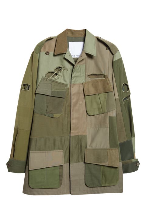 Embroidered Cutout Patchwork Cotton Field Jacket