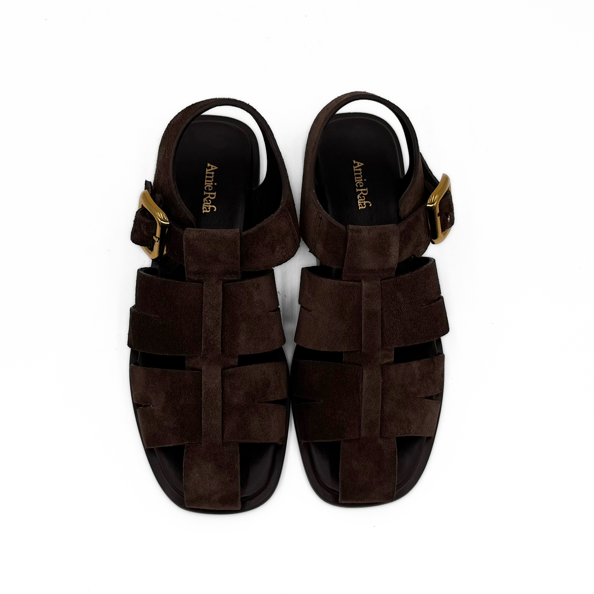 Amie Rafa Bertha Suede Fisherman Sandals, Alternate, color, Brown