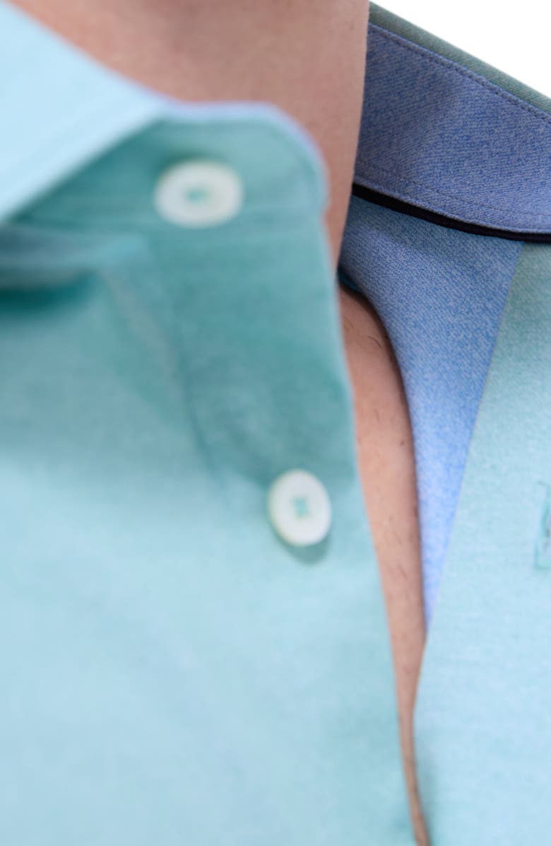 Bugatchi Myron OoohCotton<sup>®</sup> Solid Short Sleeve Button-Up Shirt, Alternate, color, Menthol