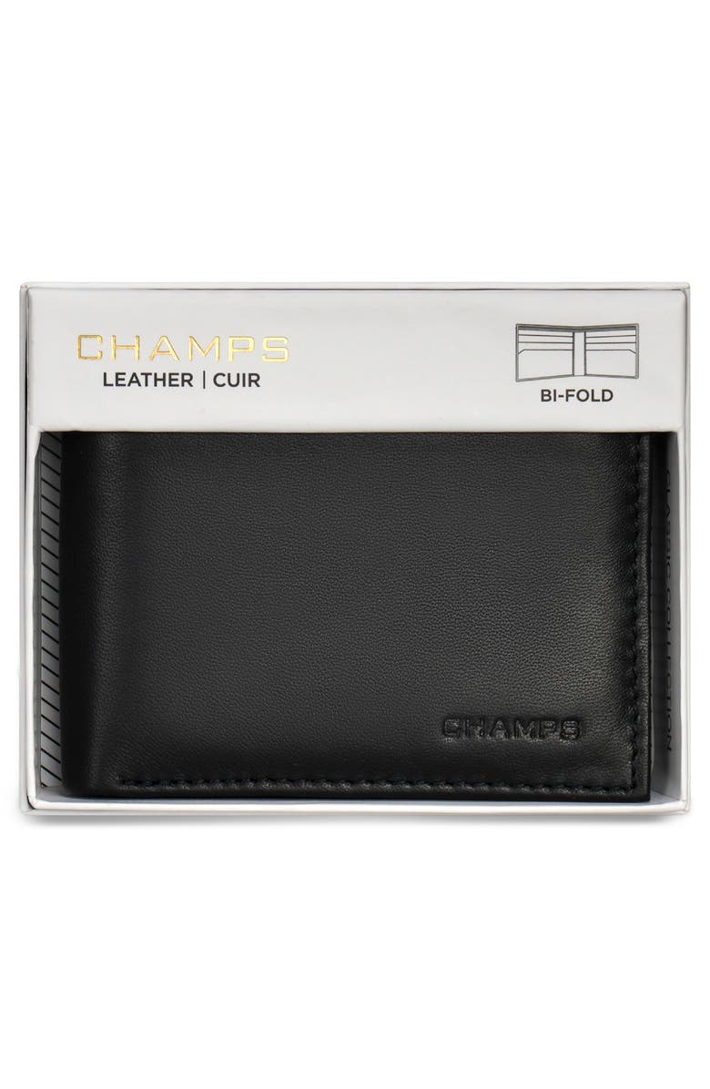 CHAMPS Classic Leather Bifold Wallet, Alternate, color, Black