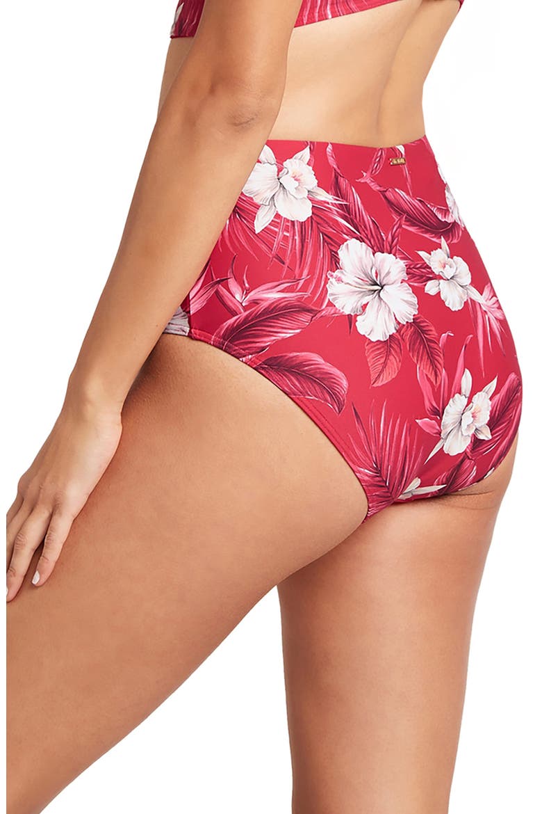 Tropicale High Waist Bikini Bottoms, Alternate, color, RED