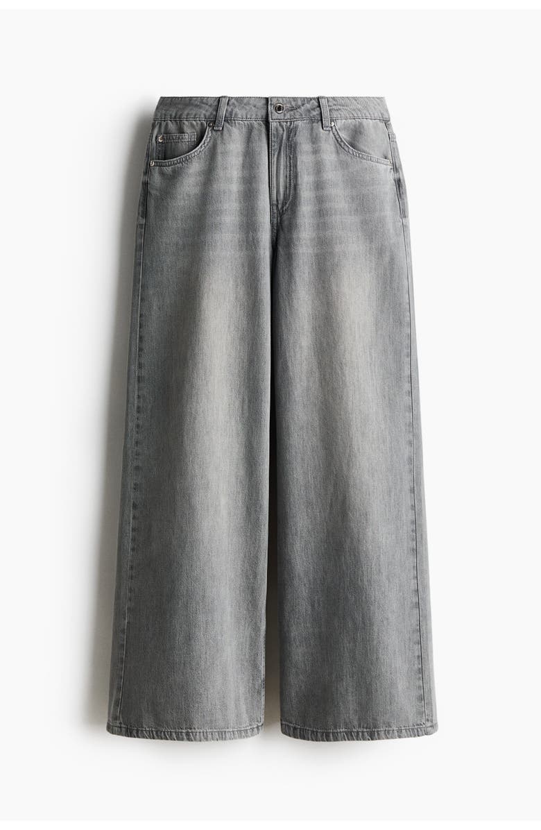 H&M Wide-leg regular waist jeans, Alternate, color, Gray