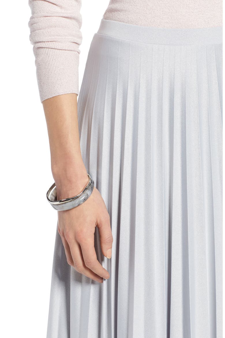 PLEATED SKIRT, Alternate, color, GREY- SILVER FOIL