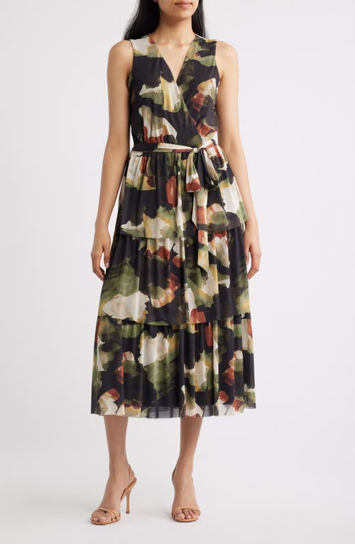 Anne Klein Abstract Print Mesh Midi Dress in Bay Leaf Multi at Nordstrom, Size X-Small