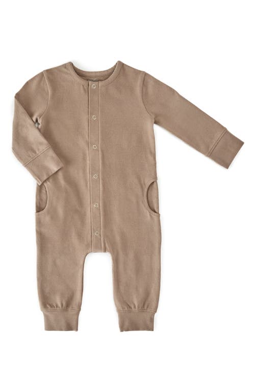 Pehr Essentials Long Sleeve Organic Cotton Romper in Portobello 
