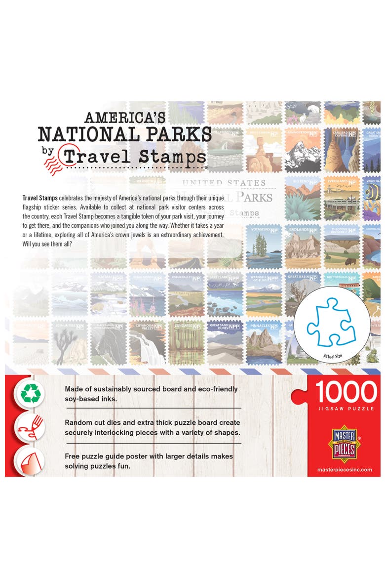 National Parks Stamps 1000pc Puzzle, Alternate, color, Multicolor