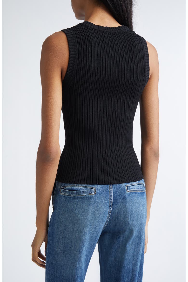 Morgann Cutout Sleeveless Rib Knit Top, Alternate, color, BLACK