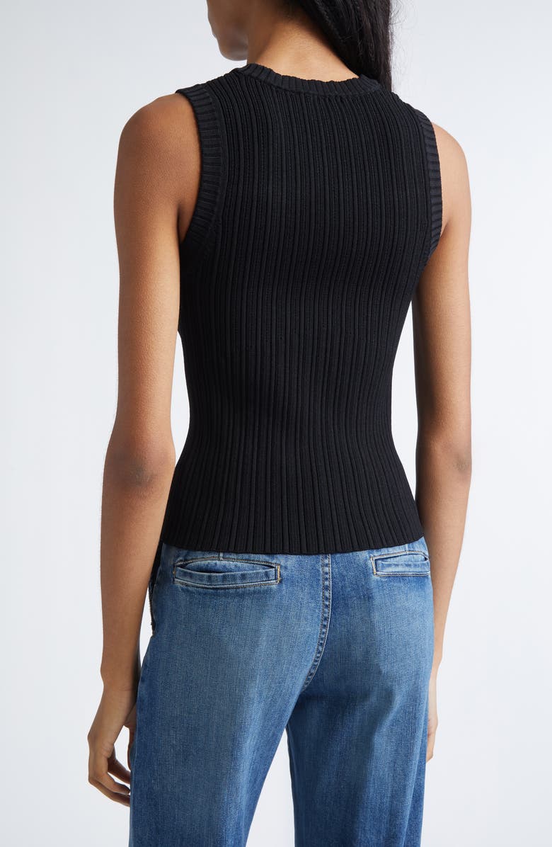 Ramy Brook Morgann Cutout Sleeveless Rib Knit Top, Alternate, color, Black