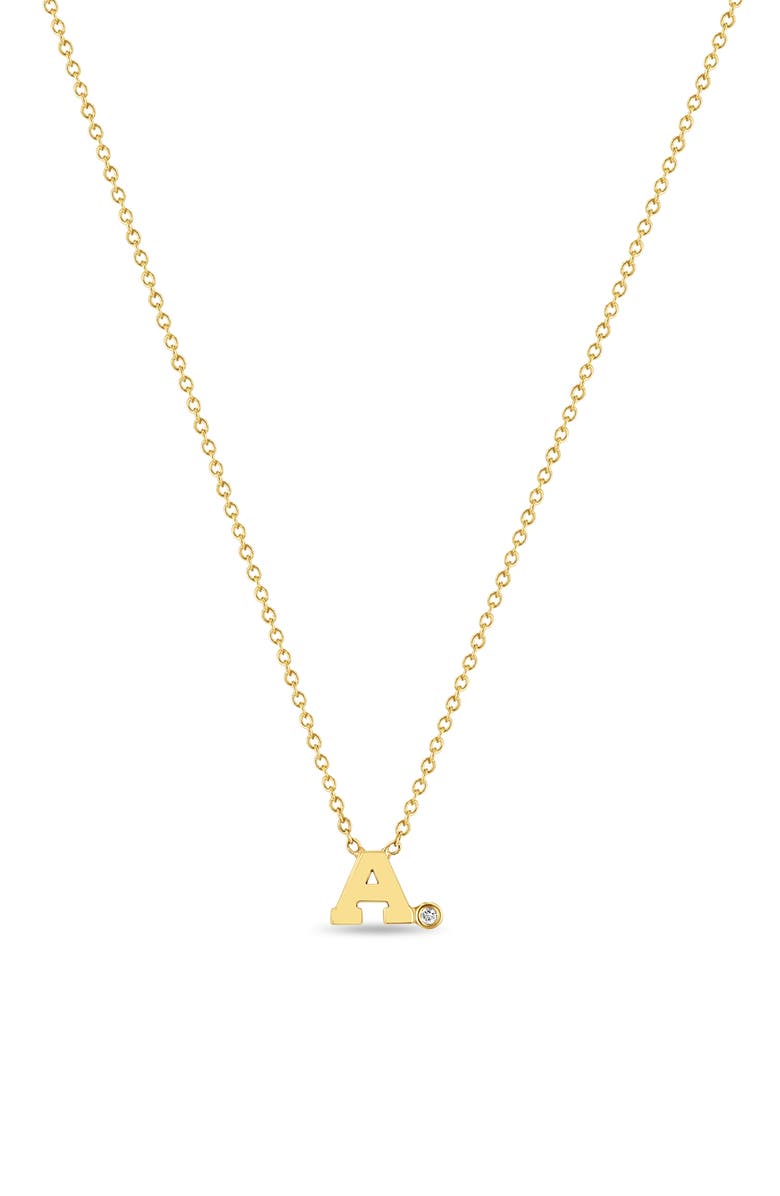 Zoë Chicco Diamond Initial Pendant Necklace, Main, color, 