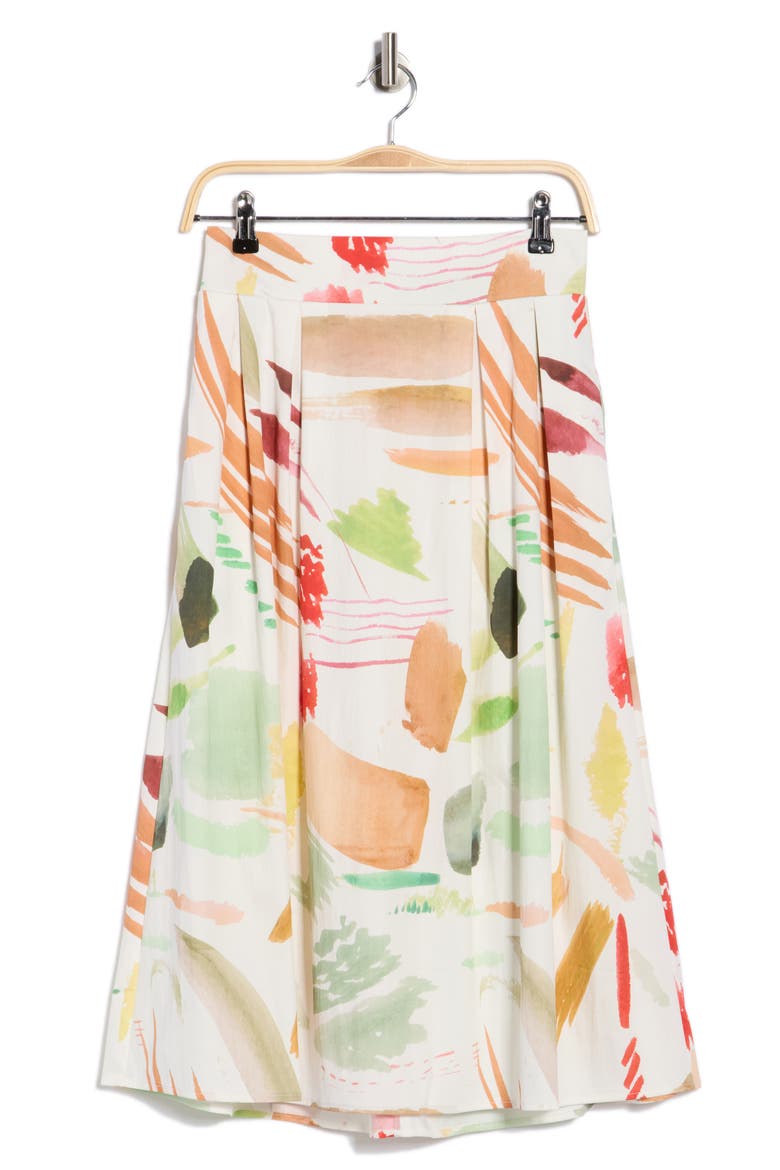 Print Maxi Skirt, Alternate, color, IVORY BRUSH STROKE