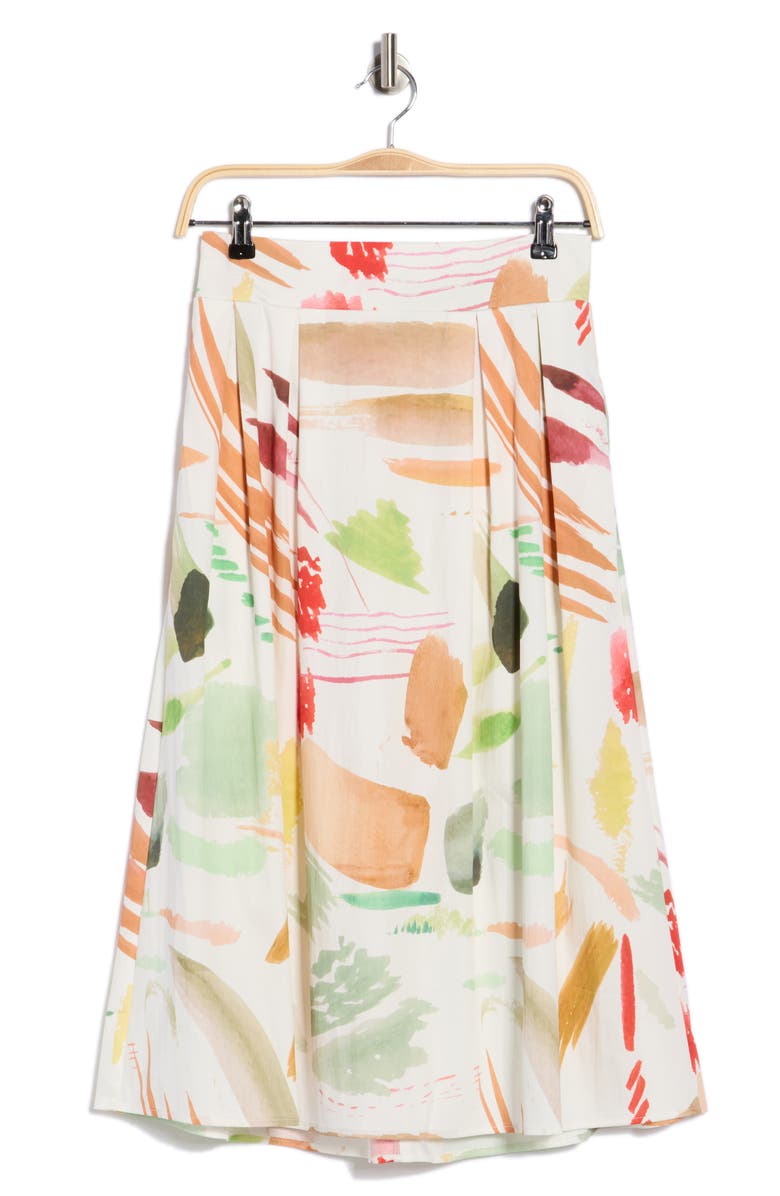 T Tahari Print Maxi Skirt, Main, color, Ivory Brush Stroke