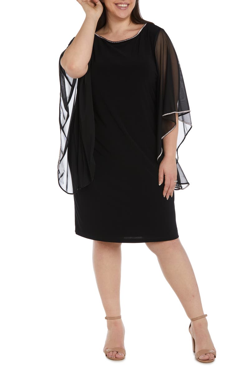 R&M RICHARDS Chiffon Butterfly Sleeve Sheath Dress, Alternate, color, 