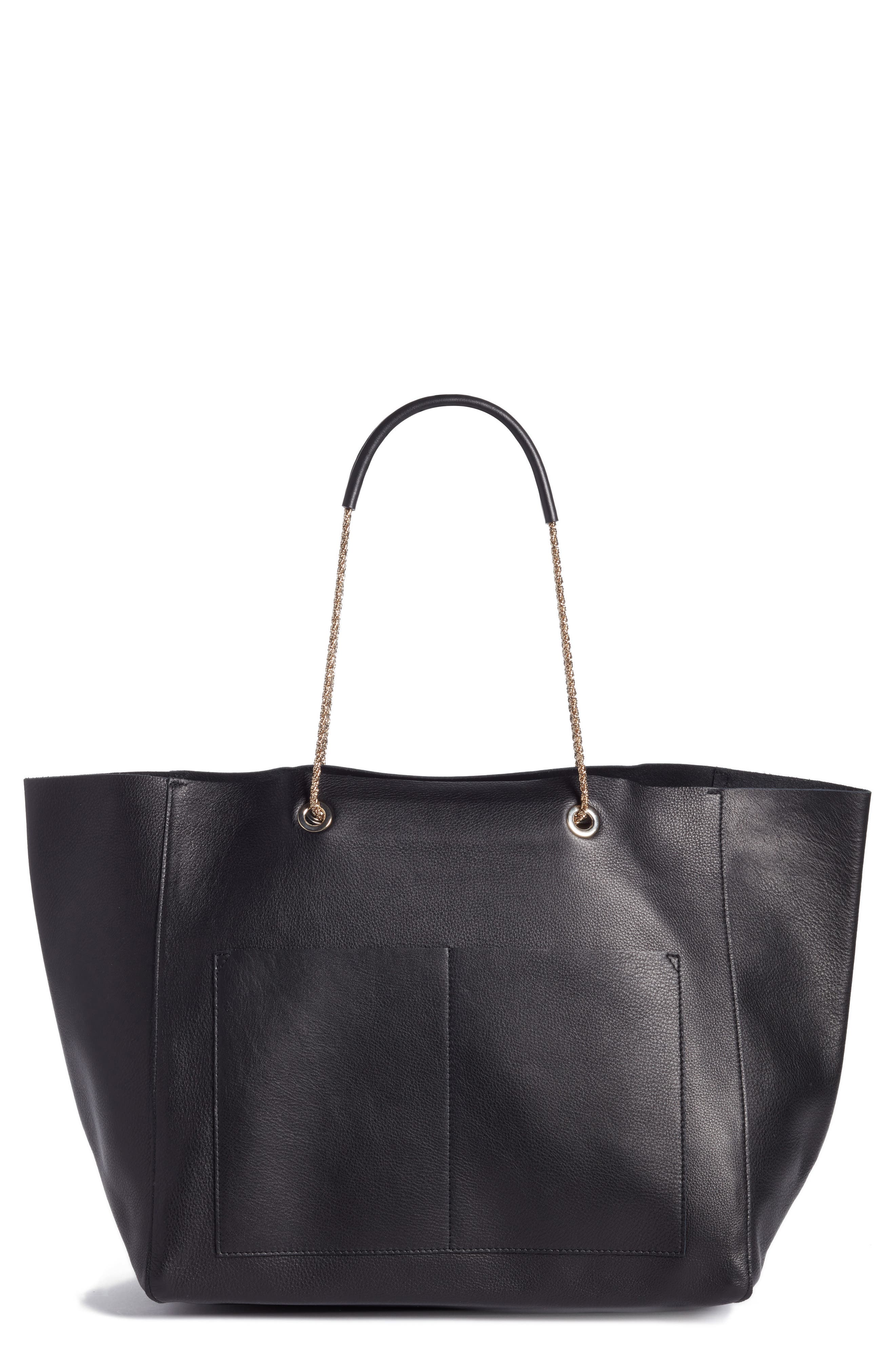 Sézane Gaby Leather Tote, Main, color, 