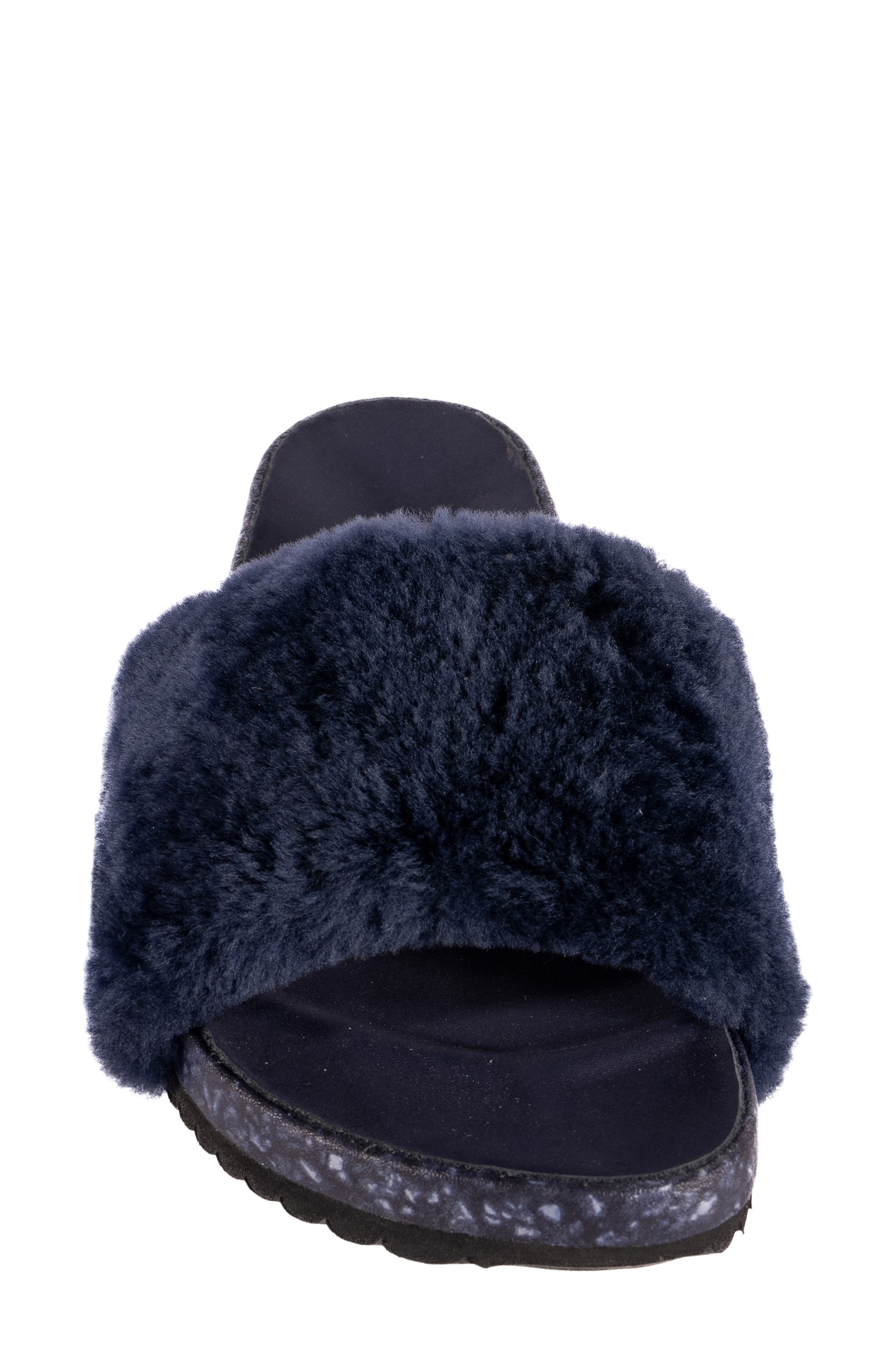 San Ysidro Genuine Shearling Slide Sandal, Alternate, color, DEEP BLUE SEA