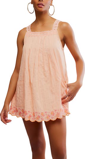 Latecia Embroidered Cotton Babydoll Minidress