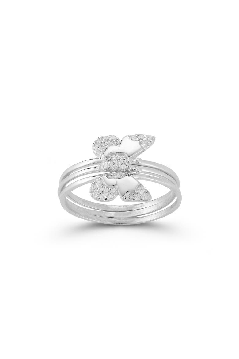 Butterfly Set of 3 Stackable Rings, Main, color, SILVER