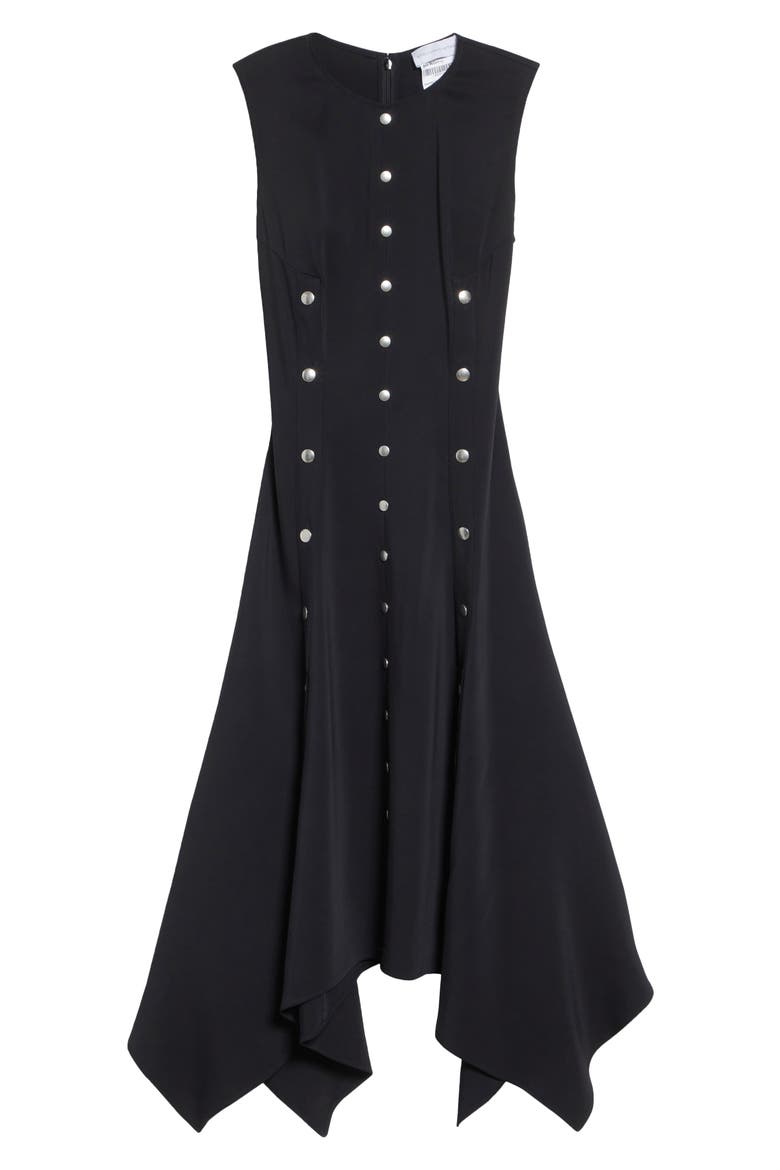 Snapped Handkerchief Hem Dress, Alternate, color, BLACK