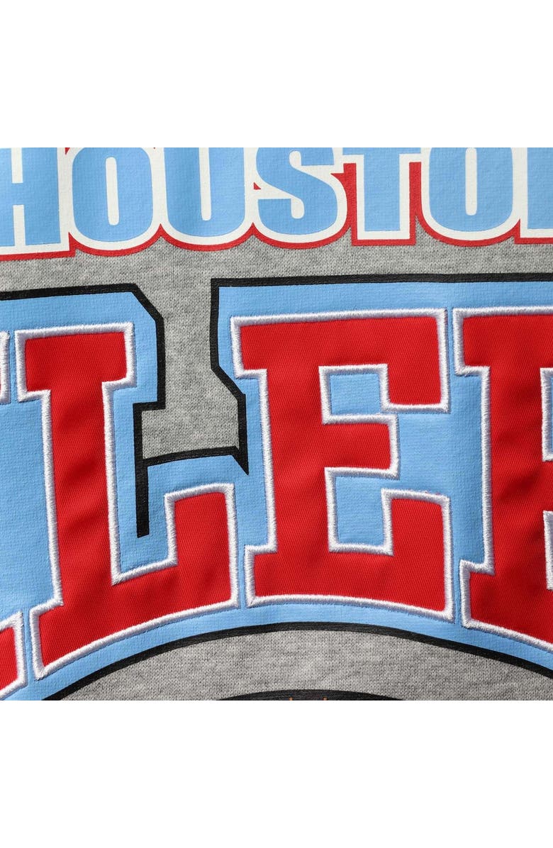 Mitchell & Ness Men's Mitchell & Ness Heathered Gray Houston Oilers Allover Print Fleece Pullover Sweatshirt, Alternate, color,