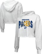 Majestic Threads Women's Majestic Threads  White Indiana Pacers Tri-Blend Cropped Pullover Hoodie