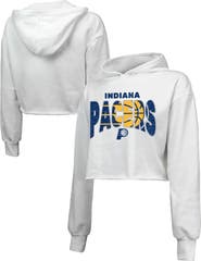 Majestic Threads Women's Majestic Threads White Indiana Pacers Tri-Blend Cropped Pullover Hoodie
