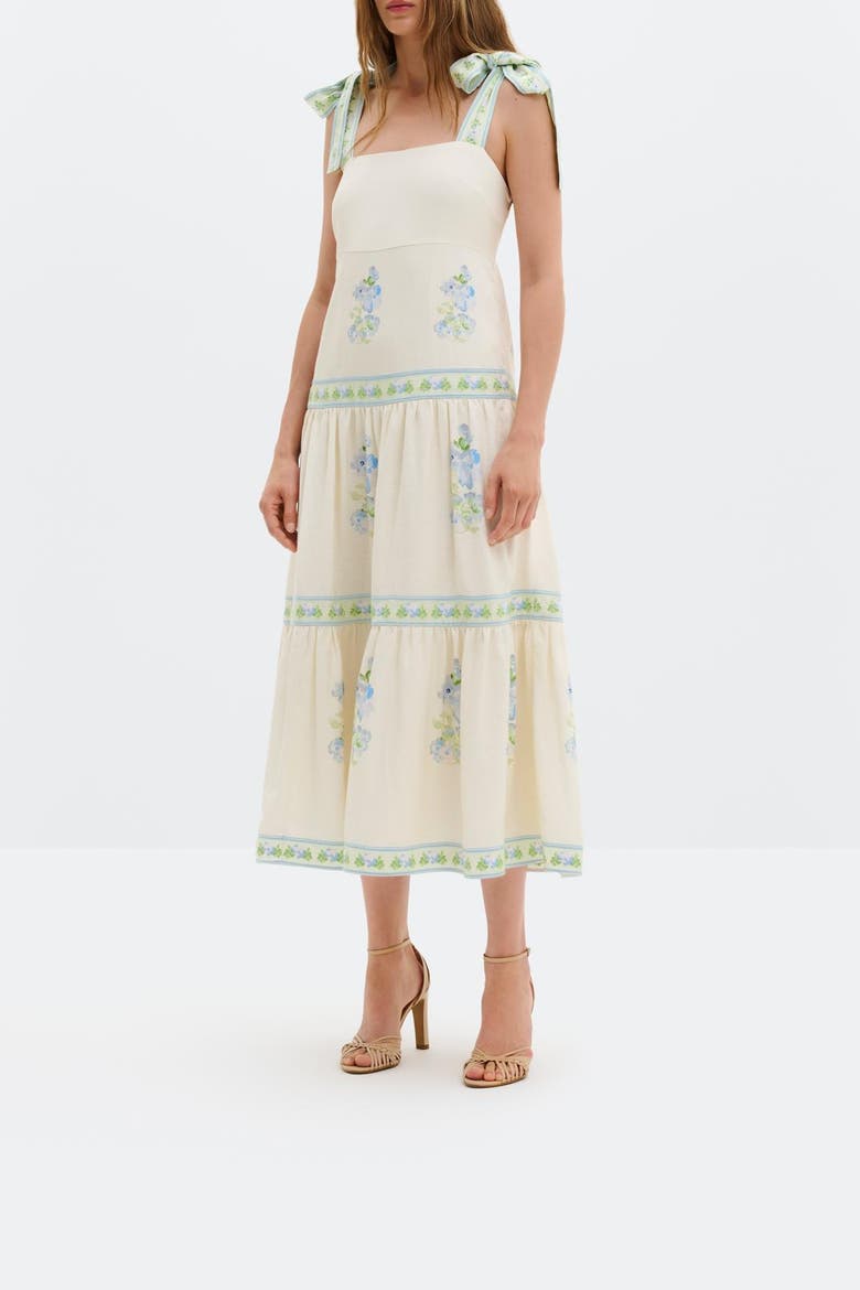 Stefania Midi Dress, Alternate, color, Pastel Floral Vanilla