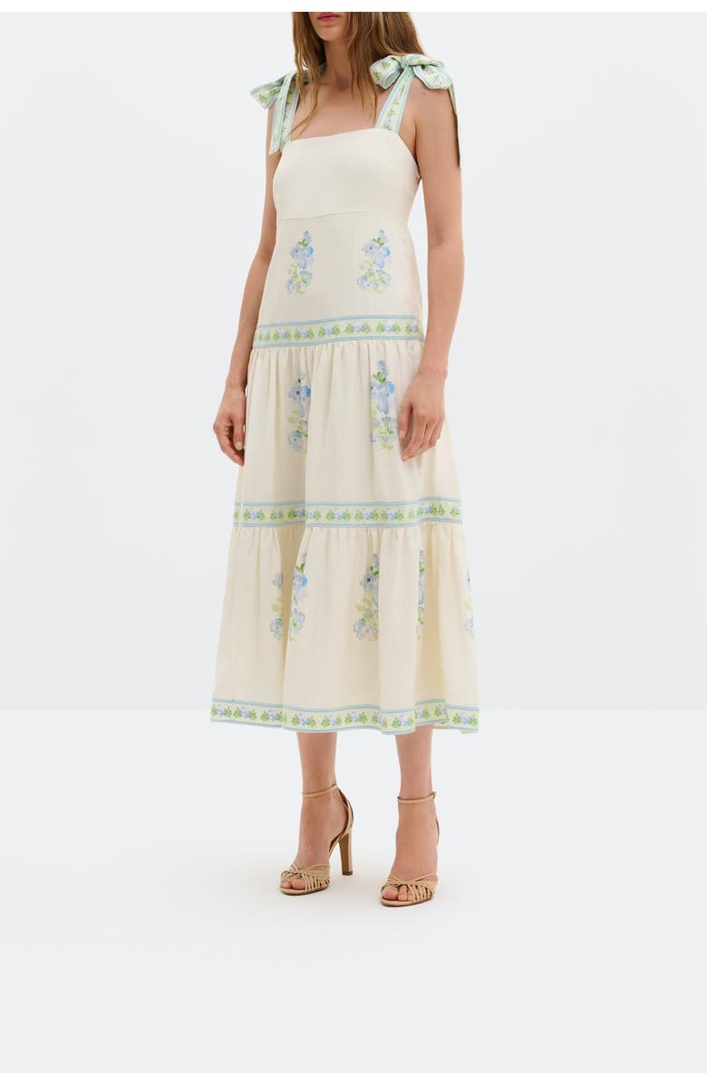 Malina Stefania Midi Dress, Alternate, color, Pastel Floral Vanilla