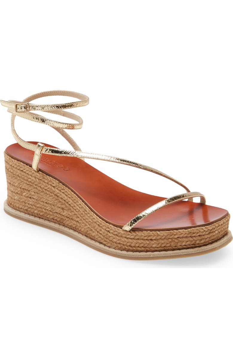 Jimmy Choo Drive Ankle Strap Espadrille Sandal, Main, color, Gold